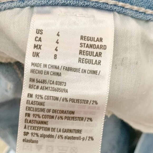 American Eagle Floral Light Wash Crop Super Stretch Distressed Skinny Jean - Picture 12 of 12